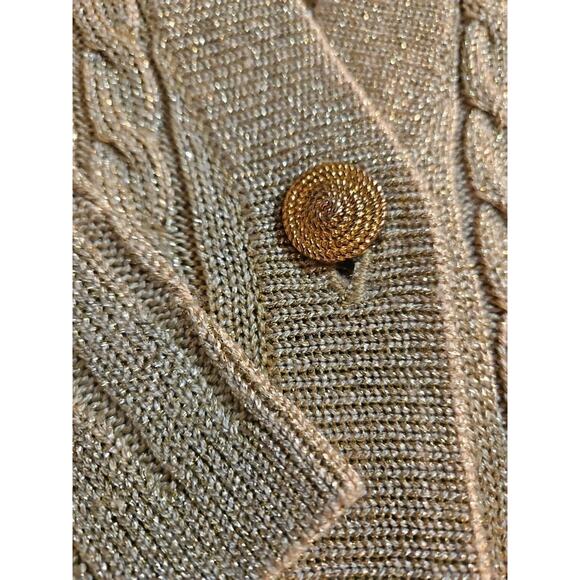 Outlander Studio Vintage Gold Sparkly Cardigan Sweater Vintage Made In Hong Kong - Picture 12 of 14
